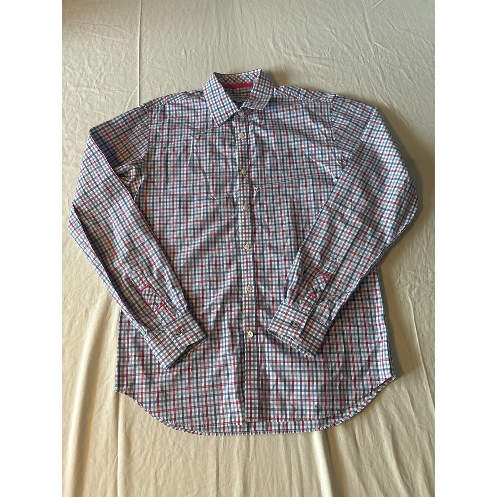 Jeremy Argyle Plaid Button Down Shirt Mens M Blue Red White Performance